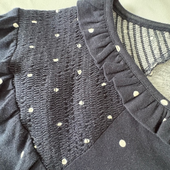 Talbots  Polka Dot Navy Long Sleeve Top - Picture 3 of 3